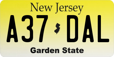 NJ license plate A37DAL