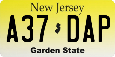 NJ license plate A37DAP