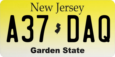 NJ license plate A37DAQ