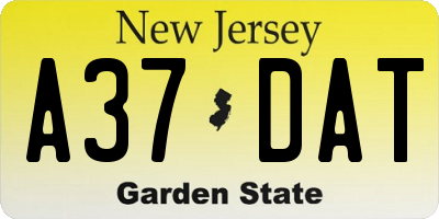 NJ license plate A37DAT
