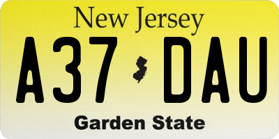 NJ license plate A37DAU