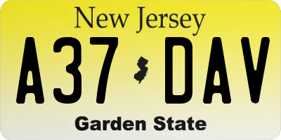 NJ license plate A37DAV
