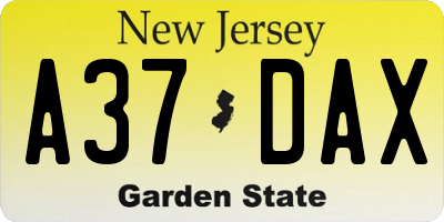 NJ license plate A37DAX