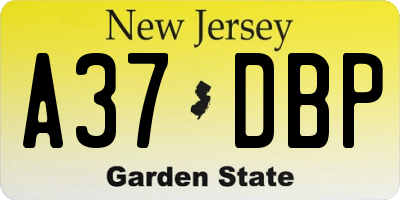 NJ license plate A37DBP