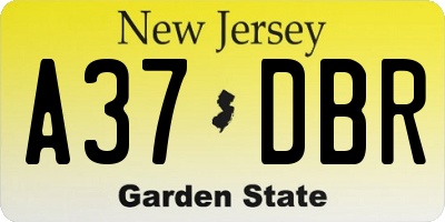 NJ license plate A37DBR