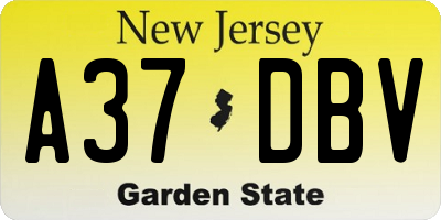 NJ license plate A37DBV