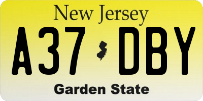 NJ license plate A37DBY
