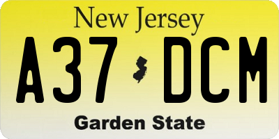 NJ license plate A37DCM