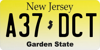 NJ license plate A37DCT