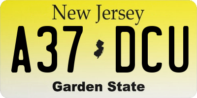 NJ license plate A37DCU