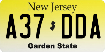 NJ license plate A37DDA