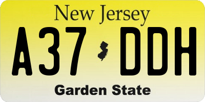 NJ license plate A37DDH