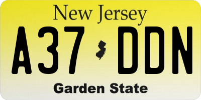 NJ license plate A37DDN