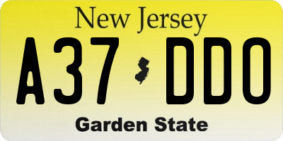 NJ license plate A37DDO