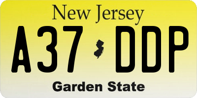 NJ license plate A37DDP