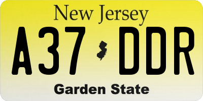NJ license plate A37DDR