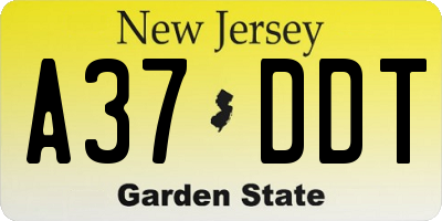 NJ license plate A37DDT