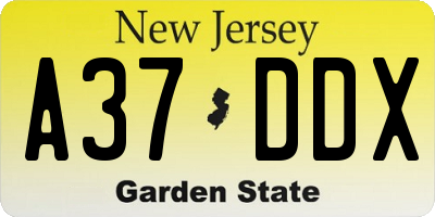 NJ license plate A37DDX