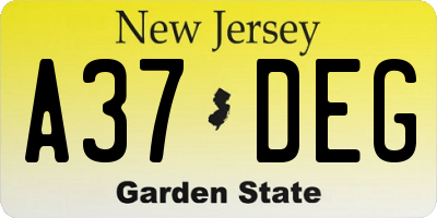 NJ license plate A37DEG