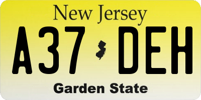 NJ license plate A37DEH