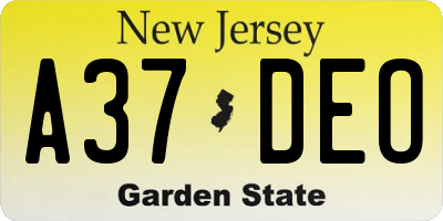 NJ license plate A37DEO