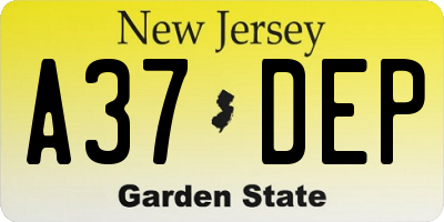 NJ license plate A37DEP