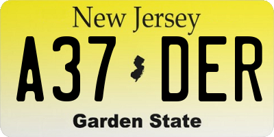 NJ license plate A37DER
