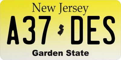 NJ license plate A37DES