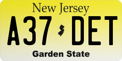 NJ license plate A37DET