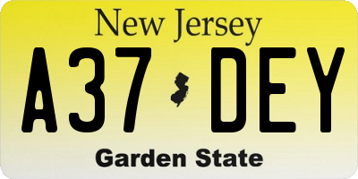 NJ license plate A37DEY