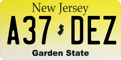 NJ license plate A37DEZ