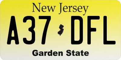 NJ license plate A37DFL