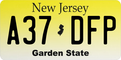 NJ license plate A37DFP