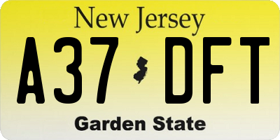 NJ license plate A37DFT