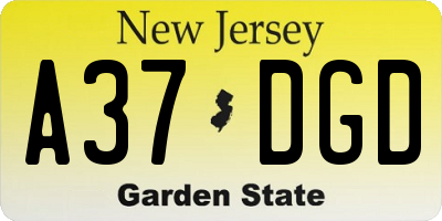NJ license plate A37DGD