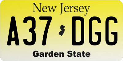 NJ license plate A37DGG