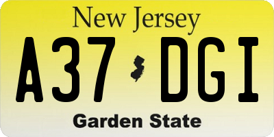 NJ license plate A37DGI