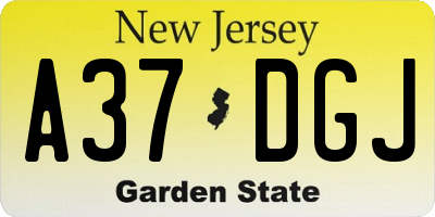 NJ license plate A37DGJ