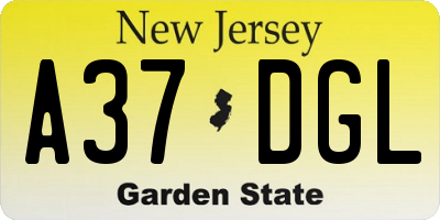 NJ license plate A37DGL
