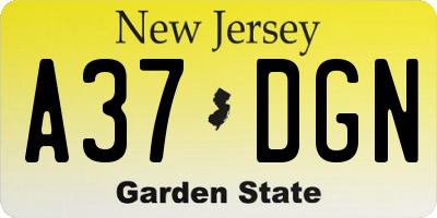 NJ license plate A37DGN