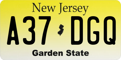 NJ license plate A37DGQ
