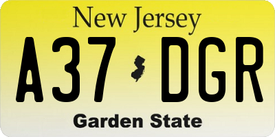 NJ license plate A37DGR