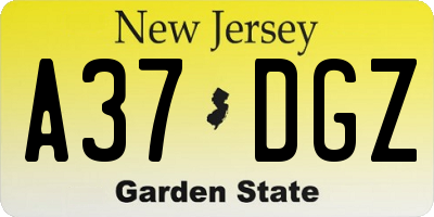 NJ license plate A37DGZ