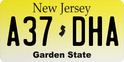 NJ license plate A37DHA