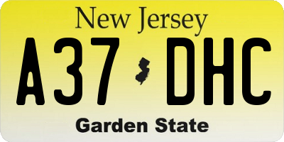 NJ license plate A37DHC