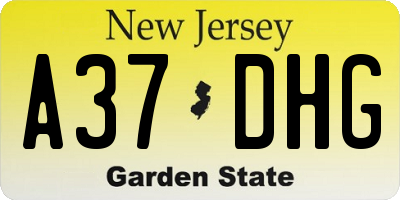 NJ license plate A37DHG