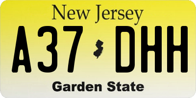 NJ license plate A37DHH