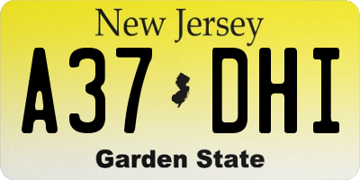 NJ license plate A37DHI