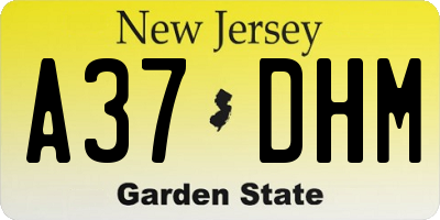 NJ license plate A37DHM
