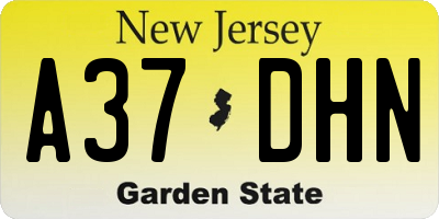 NJ license plate A37DHN